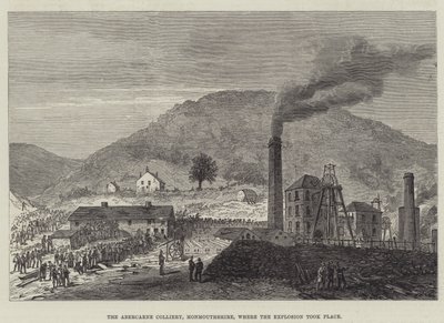 Abercarne Colliery, Monmouthshire, hvor eksplosjonen fant sted (gravering) av English School