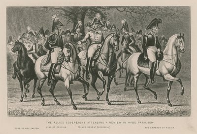 De allierte suverene deltar på en anmeldelse i Hyde Park, 1814 av English School