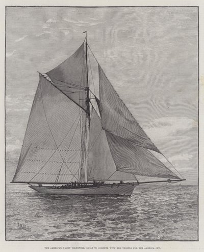 American Yacht Volunteer, bygget for å konkurrere med Thistle om America Cup (gravering) av English School