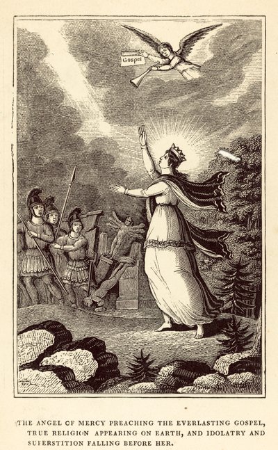 Der Engel der Barmherzigkeit predigt das ewige Evangelium, die wahre Religion erscheint auf Erden von English School