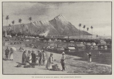 Annekseringen av Hawaii av Amerika, Landing-Place, Honolulu (gravering) av English School