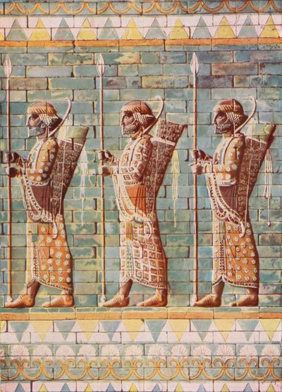 The Archers of King Darius: emaljerte fliser fra Susa (farge litho) av English School