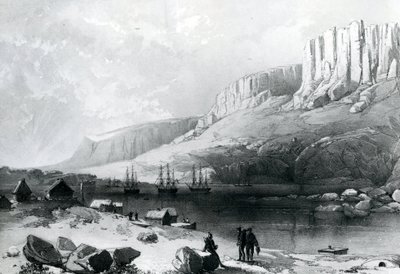 The Arctic Squadron i Leevely havn, Island of Disco, Coast of Greenland av English School