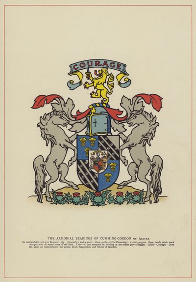 The Armorial Bearings of Cumming-Gordon of Altyre (farge litho) av English School