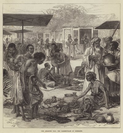 Ashantee-krigen, markedsplassen ved Coomassie (gravering) av English School