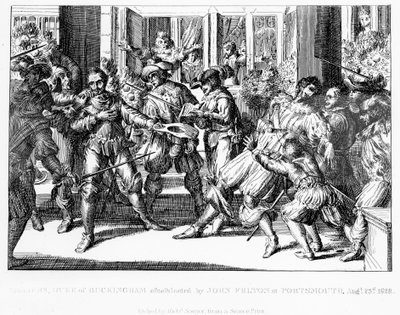 Mordet på George Villiers, 1. hertug av Buckingham, ca. 1822 av English School