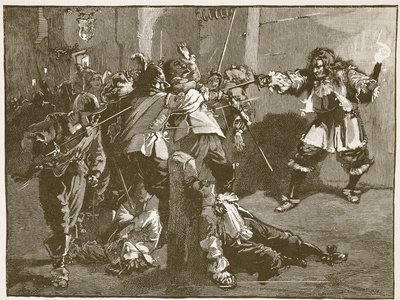 The Assault of John Coventry, illustrasjon fra Cassells Illustrated History of England (sepiafoto) av English School