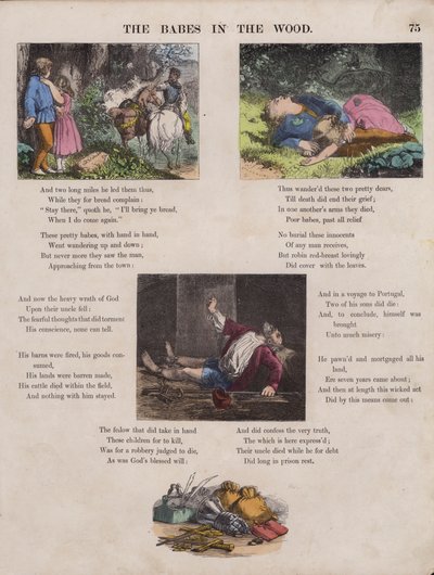 The Babes In The Wood (farget gravering) av English School