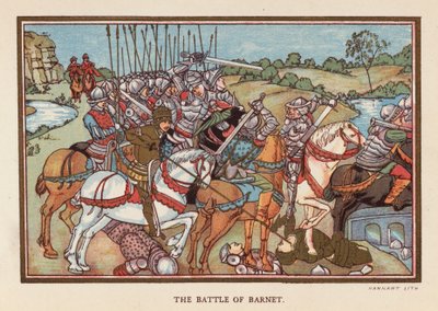 Slaget ved Barnet (fargelitografi) av English School