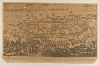 The Bombardment of Copenhagen and Surrender of the Danish Fleet, september 1807, utgitt av John Fairburn i 1807 av English School