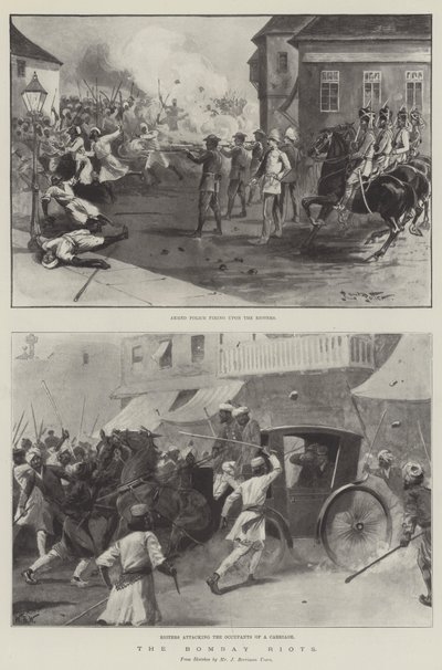 The Bombay Riots (litho) av English School