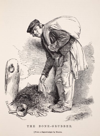 The Bone-Grubber, etter en daguerreotypi av Richard Beard, illustrasjon fra London Labor og London Poor av Henry Mayhew, pub. 1862 av English School