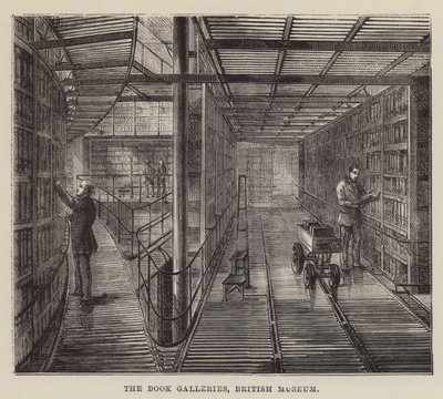 The Book Galleries, British Museum (gravering) av English School