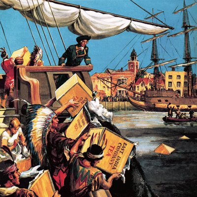 Boston Tea Party (litografi) av English School