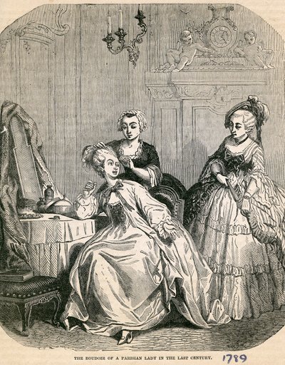 Boudoiren til en parisisk dame i det siste århundre, 1789 av English School