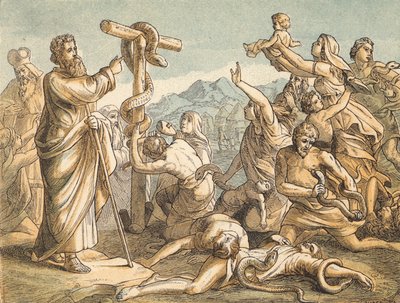 The Brazen Serpent (farget gravering) av English School