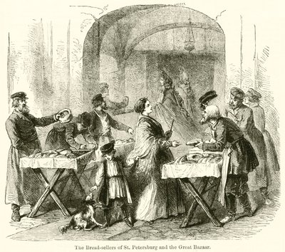 Brødselgerne i St. Petersburg og den store basaren (gravering) av English School