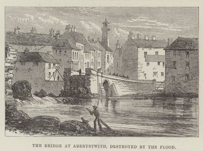 Die Brücke in Aberystwith, zerstört durch die Flut von English School
