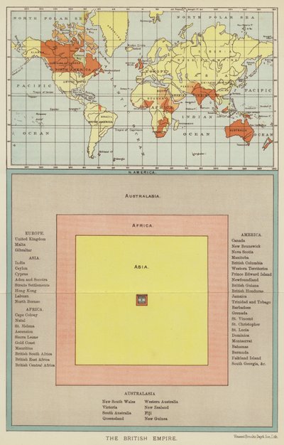 Det britiske imperiet (fargelitografi) av English School