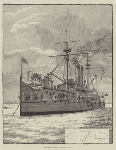 Den britiske marinen, HMS Agamemnon (gravering) av English School