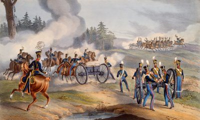 Det britiske kongelige artilleriet forbereder seg til kamp, 1835 av English School