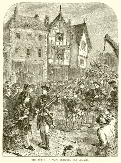 De britiske troppene kom inn i Boston, 1768 av English School