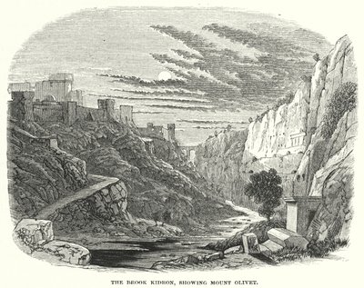 The Brook Kidron, som viser Mount Olivet (gravering) av English School