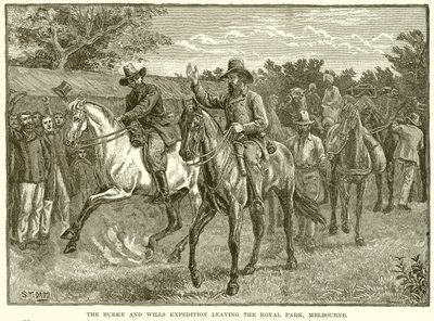 Burke og Wills-ekspedisjonen forlater Royal Park, Melbourne av English School