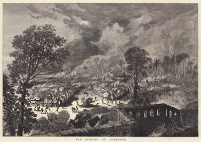The Burning of Coomassie (gravering) av English School