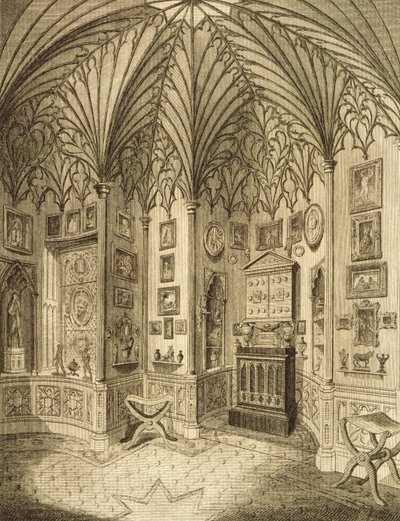 The Cabinet, gravert av T. Morris, fra Description of Strawberry Hill av Horace Walton, 1784 av English School