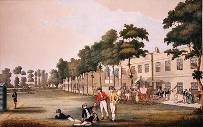 Kadettkasernen i Arsenal, London (farge litho) av English School