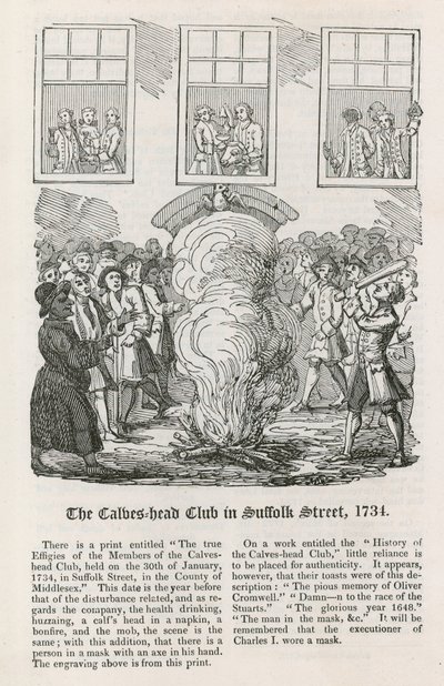 The Calves Head Club i Suffolk Street, 1734 av English School