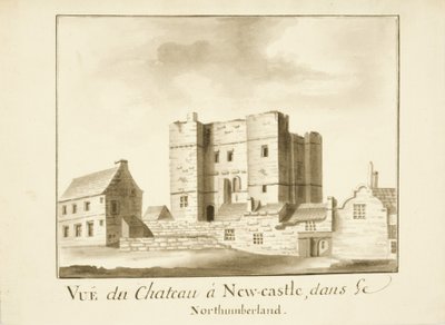 The Castle, Newcastle upon Tyne (blekk og blyant på papir) av English School