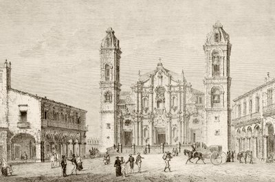 Katedralen i Havana, Cuba (litho) av English School