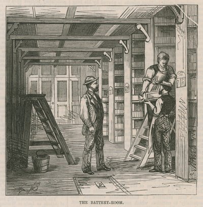 The Central Post Office Telegraph Establishment: Batterirommet av English School