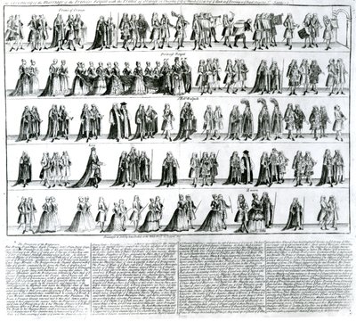 Seremonien for bryllupet til prinsesse Royal med prinsen av Orange, 1734 av English School