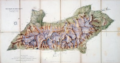 The Chain of Mont Blanc, fra en faktisk undersøkelse i 1863 av A. Adams Reilly, publisert i A Record of Mountain Adventure and Scientific Observation for Alpine Club, 1865 av English School