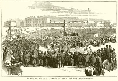 Chartistmøtet på Kennington Common, 1848 av English School