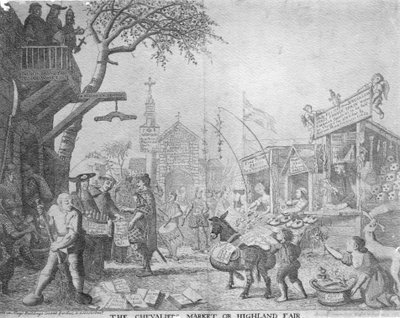 Chevaliers Market, eller Highland Fair, utgitt av George Bickham den yngre, 1745 av English School