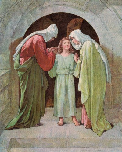 Jesusbarnet i tempelet (fargelitografi) av English School