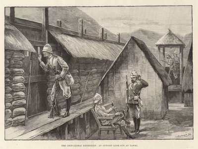 Chin-Lushai-ekspedisjonen, en utpost ser ut på Yawhi (gravering) av English School