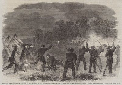 Borgerkrigen i Amerika, angrep på streikettene til Garibaldi-vakten på den østlige grenen av Potomac (gravering) av English School