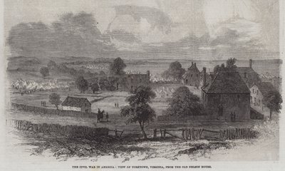 Der Bürgerkrieg in Amerika, Ansicht von Yorktown, Virginia, vom alten Nelson-Haus (Stich) von English School