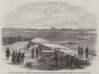 Der Bürgerkrieg in Amerika, ein Teil der verlassenen konföderierten Werke und Lager bei Centreville von English School