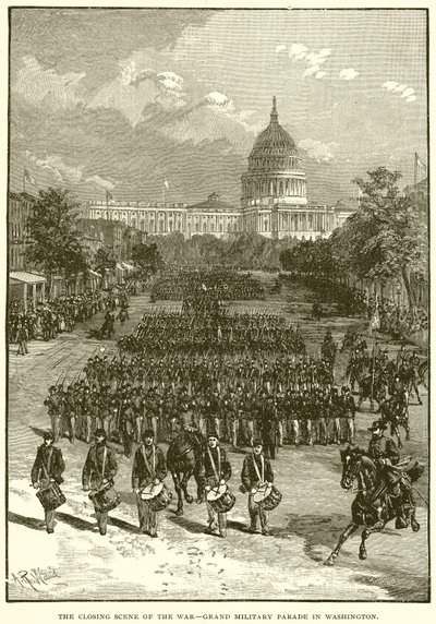 Avslutningsscenen for krigen - Grand Military Parade i Washington av English School