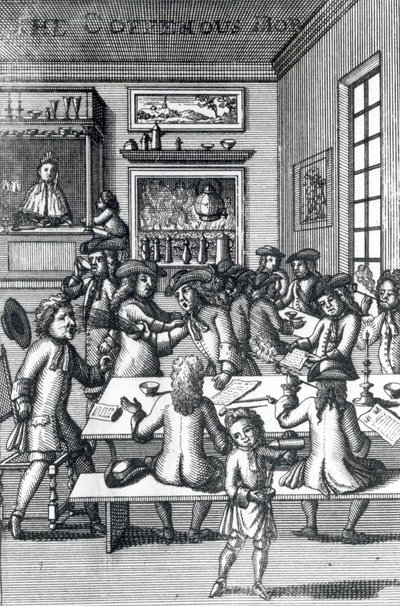 The Coffeehouse Mob, av Edward Ward, hentet fra Vulgus Britannicus, 1710 av English School