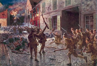 Coldstream-vaktene ved Landrecies, august 1914 av English School