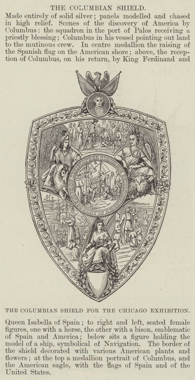 The Columbian Shield for Chicago Exhibition (gravering) av English School