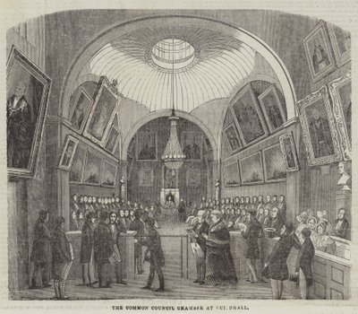 Fellesrådssalen i Guildhall (gravering) av English School