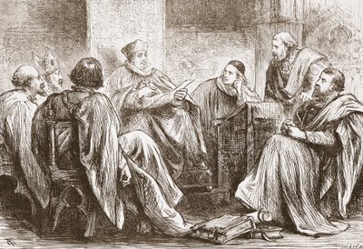 The Conclave Electing the Emperor of Germany, illustrasjon fra The History of Protestantism av James Aitken Wylie (1808-1890), pub. 1878 av English School